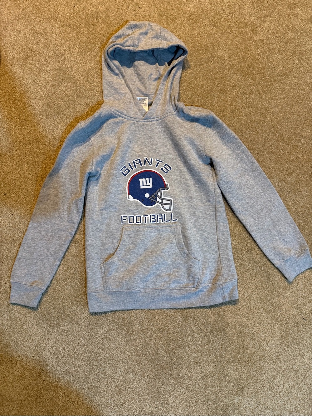 Youth Gray Giants Football Hooded Sweatshirt